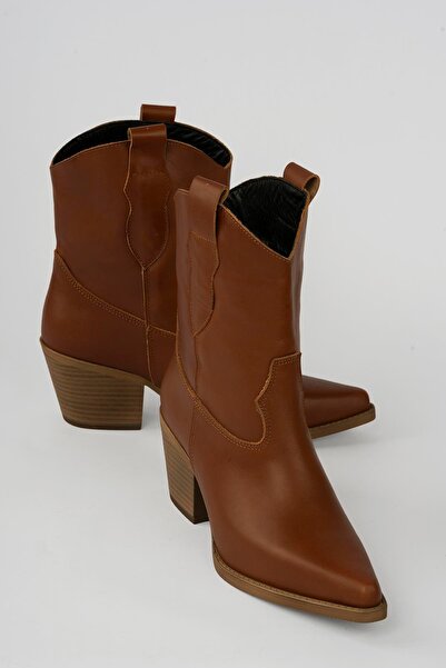 Mubiano Collection Women's Genuine Leather Cowboy Boots Short Heeled Dakota Tan