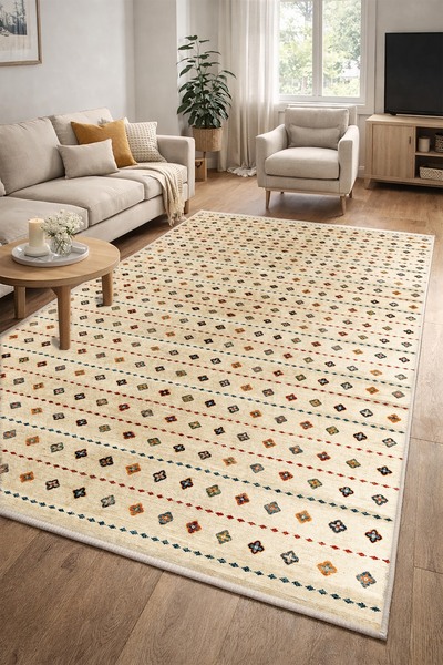 VOPTEKS Renkli Halı Salon Halısı Makinede Yıkanabilir Halı Kaymaz Taban Halı