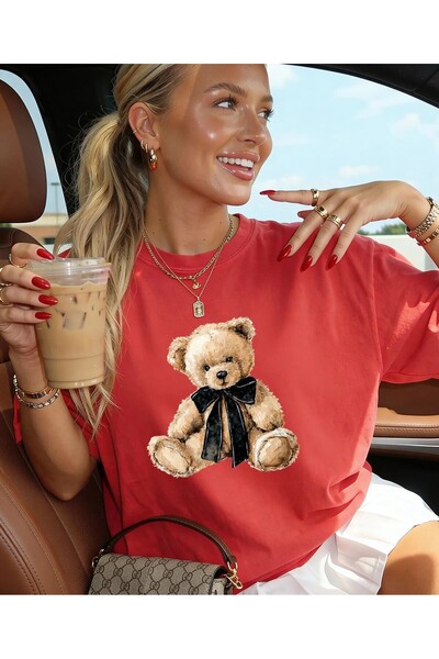 Jose Clothing supradimensionat croială Ursuleț cu mânecă scurtă cu imprimeu t...