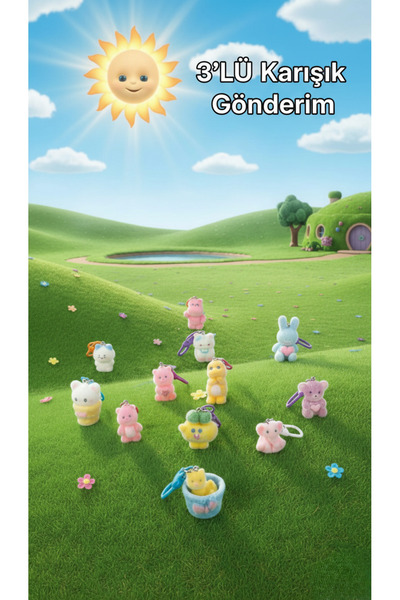 Ervalina Sevimli Anahtarlık ve Fermuar Süsü–Renkli Mini Figür Charm-Çanta Kal...