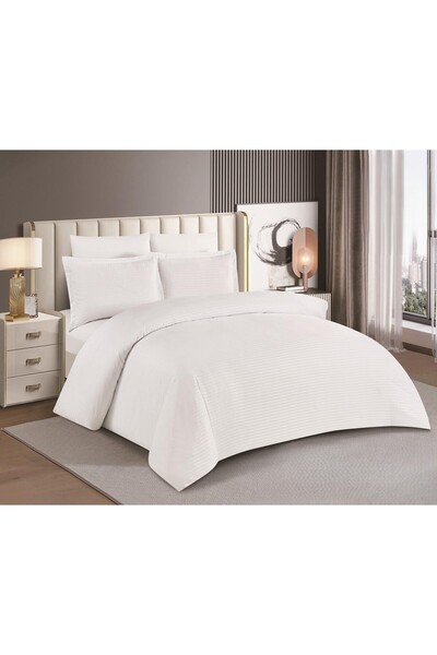 NAJMA Summer double bedspread, reversible, one side striped, one side plain, ...