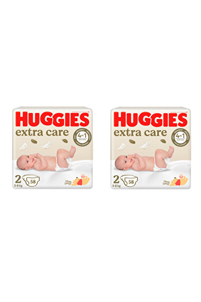 Huggies Extra Care Diapers Pack, Size 2, 3-6 kg, 116 pieces