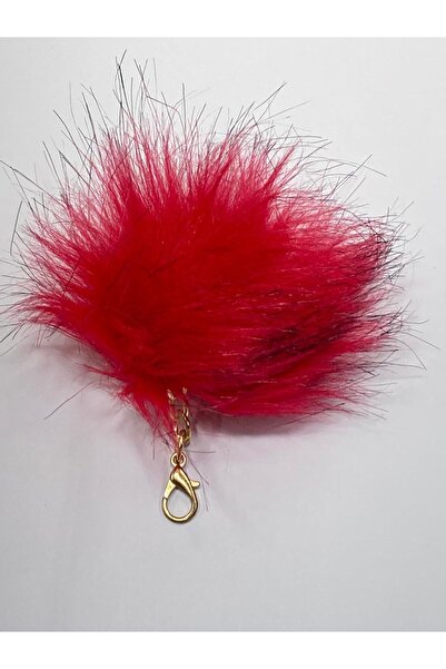 karantuhafiye Γούνινο πομπόν / Κρεμαστό πομπόν / κόκκινο