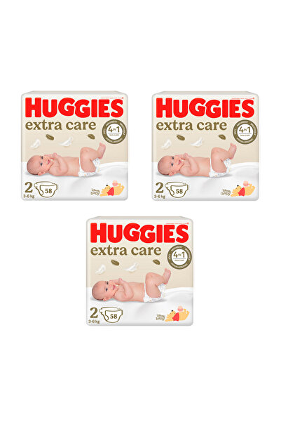 Huggies Extra Care Diapers Pack, Size 2, 3-6 kg, 174 pieces