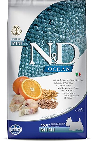 N&D Ocean Düşük Tahıllı Balık Portakallı Mini Irk Yetişkin Köpek Maması - 2.5 kg