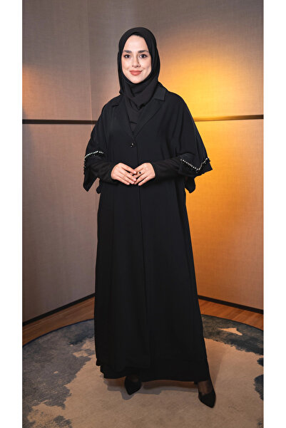 Etrucci Siyah Ceket Yaka Abaya