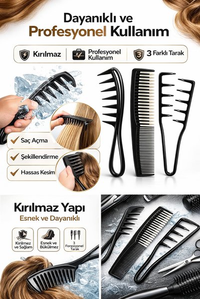Tikatti 3 lü Şekillendirici Wax Tarağı Seti