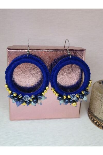 Amma Design Handmade crochet earrings with pearls and crystals, round, 4.5 cm...