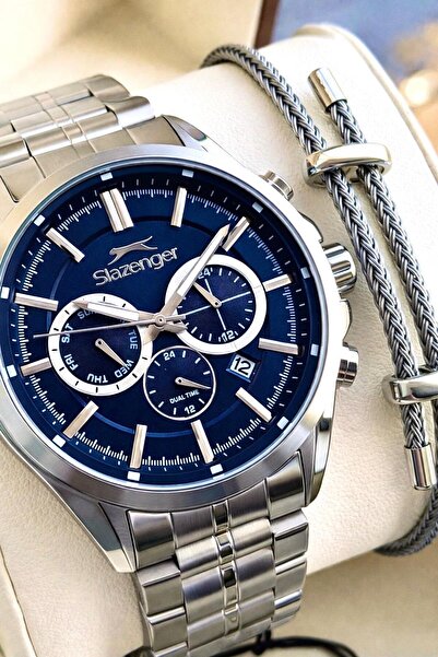 Slazenger Italian Design Bracelet Gift 2 Years Warranty 10 Atm Steel Men Wris...