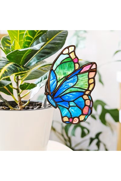 BGA dekoratif pvc kelebek saksı süsü, 2D flat düz pvc üzeri sticker baskı bit...