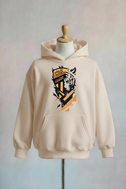 Vordevia Al Ittihad Fc B Printed Cotton 3 Thread Ov Oversized a Hooded Weatshirt