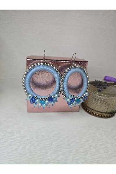 Amma Design Cercei handmade croșetați cu perle și cristale, rotunzi, 4,5 cm, ...