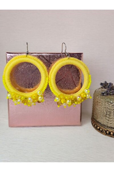 Amma Design Handmade crochet earrings with pearls and crystals, round, 4.5 cm...