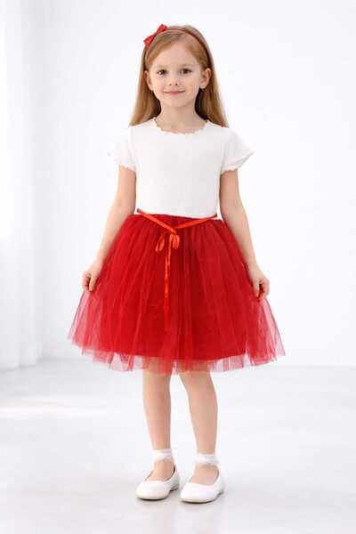neocotton Unprinted Plain Lined Tutu Skirted Birthday Party Concept Girl's Sh...