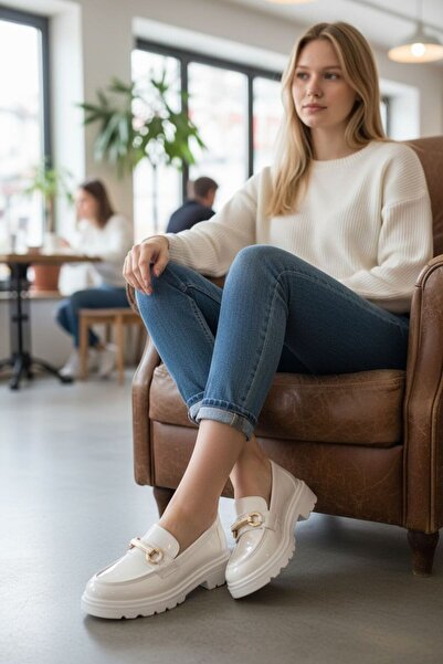 Wanetti Women's Patent Leather Orthopedic Sole 4-Point Loafer Shoes Ballet Flats