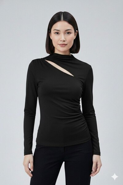DALİAYILDIZ Women's Blouse Low-Cut Long Sleeves