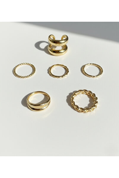 Ervalina مجموعة من 6 خواتم غير متماثلة وطقم خواتم مفصلية