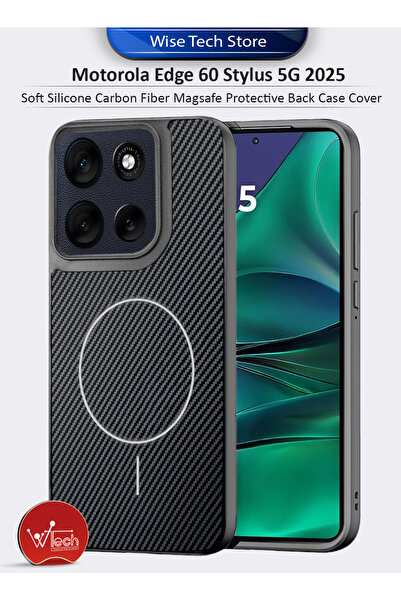 Wtech Motorola Edge 60 Stylus 5G 2025 Soft Silicone Carbon Fiber Magsafe Prot...