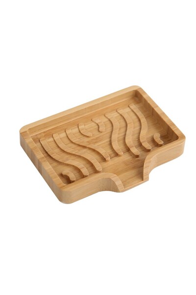 Flippy Wooden Soap Dish, Flippy, Water Drainage System, 12.8 x 1.6 x 9.8 cm,