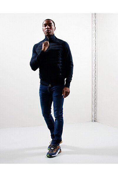 Tommy Hilfiger Erkek Fermuarlı Dik Yaka Kapitoneli Cep Detaylı Lacivert Sweat...