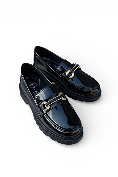 Wanetti Women's Patent Leather Orthopedic Sole 4-Point Loafer Shoes Ballet Flats