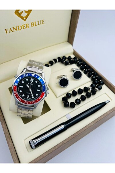 FANDER BLUE FanderBlue Steel Men's Set - Watch, Cufflinks, and Luxury Pen