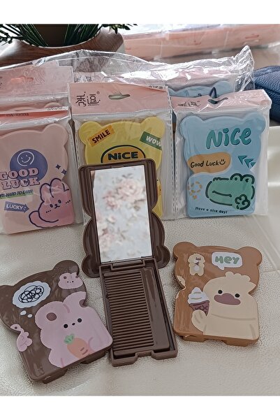 ELAS HOME Children's Detachable Sweet Mirror with Comb and Teddy Bear