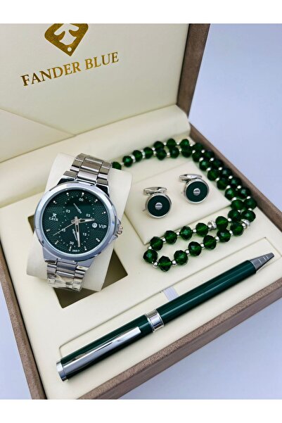 FANDER BLUE FanderBlue Steel Men's Set - Watch, Cufflinks, and Luxury Pen
