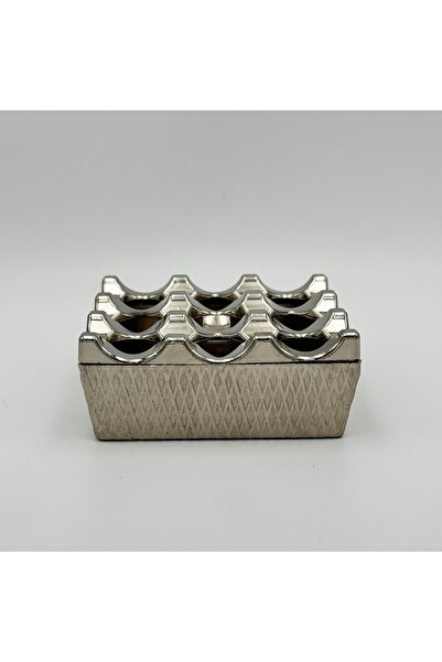 Generic Decorative Ashtray with Geometric Design in Silver – Made in Tyrkey