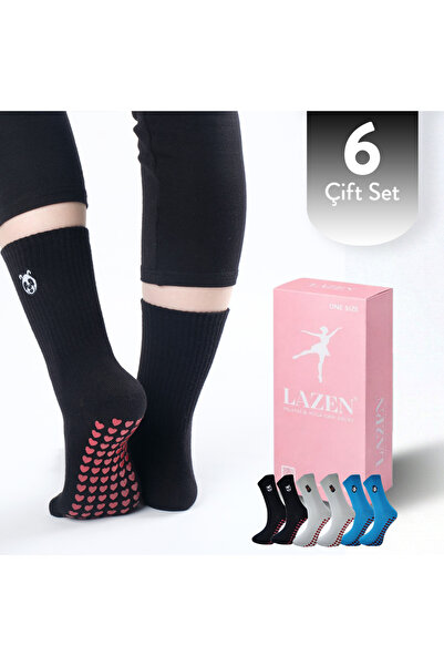 Lazen Pilates Yoga Non-Slip Sole Socks – Patterned Ballet Socks Set – Advanta...