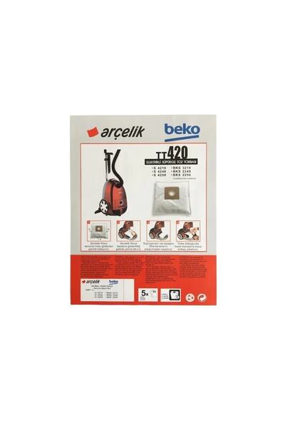 famous كيس غبار للمكنسة الكهربائية Beko Bks1205 Tt 420، عبوة من 5 قطع