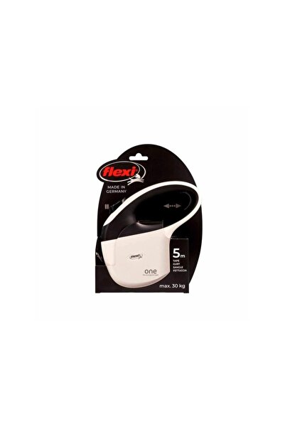 Flexi Tüm Bedenler için Şerit Otomatik Köpek Gezdirme Tasması 5 Mt Beyaz