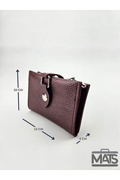 MATS ÇANTA Mats Burgundy Faux Leather Snap Wallet