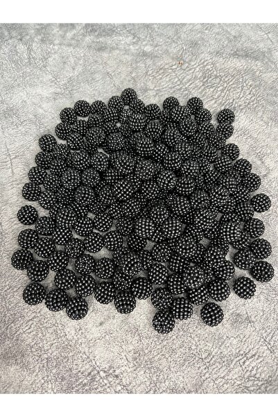 Mos Tespih 10 Gram 14mm Siyah Renk Parçalı Böğürtlen İnci Boncuk Takı Yapım B...