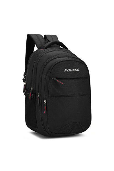 POGAGO Waterproof Polyester Backpack Laptop Bag with 5 Zippers for School Col...