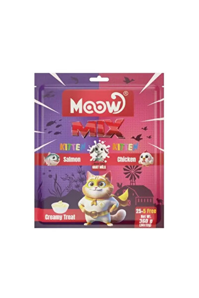 MOOW طعام مكافأة للقطط سائل بنكهة السلمون والدجاج وحليب الماعز 1 قطعة 30×12 جرام