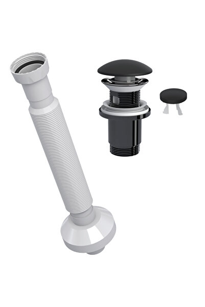 SUERA Magic Pipe Körüklü Gider Borusu + Elixir Pop-Up Set (Mat Siyah - Taşma ...