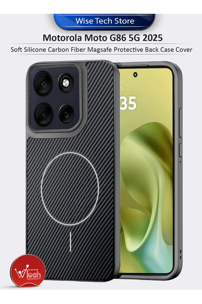 Wtech Motorola Moto G86 5G 2025 Soft Silicone Carbon Fiber Magsafe Protective...