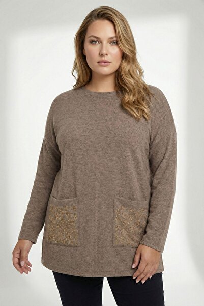 Stil Diva Великий розмір Леопардовий камінь з вишивкою Кавовий м'який казек 2...