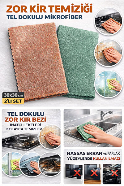 NO BRAND Silva Zor Kir Temizlik Bezi Tel Dokulu Sihirli Mikrofiber Bez [ 2,li...