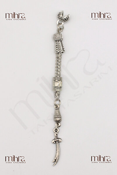Mihra Takı Tasarım Tekli Tesbih Püskülü – Kılıç Model - Doğaltaş, Kehribar ve...