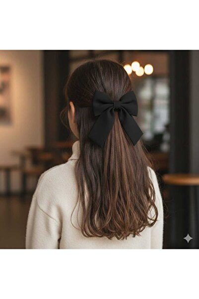 diclecollection إكسسوار شعر بمشبك تلقائي على شكل فيونكة من القماش الأسود