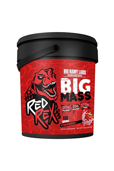 BIG RAMY LABS ريد ريكس بيج ماس، بنكهة الفراولة، 12 رطلاً، يدعم إصلاح العضلات ...