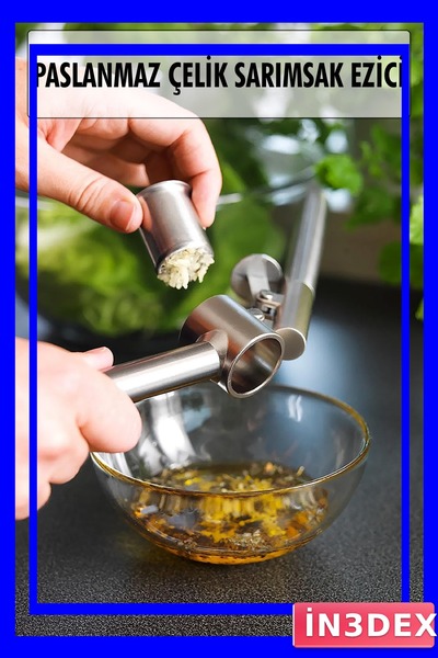 İN3DEX تصميم مطحنة الثوم والزنجبيل من الفولاذ المقاوم للصدأ مع وعاء