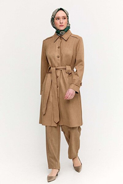 Setrms Kuşaklı Süet Görünümlü Kap