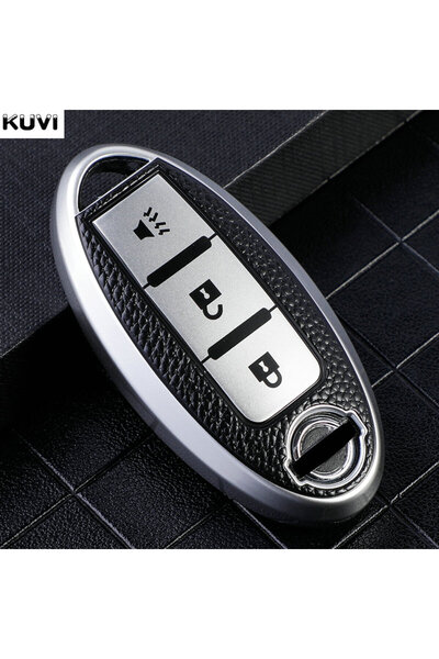 Choice11 غطاء حماية لمفاتيح السيارة من جلد الفضي TPU لسيارات نيسان قاشقاي، إك...