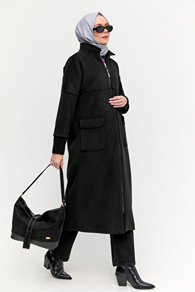 Setrms Yüksek Yakalı Kaşe Kaban