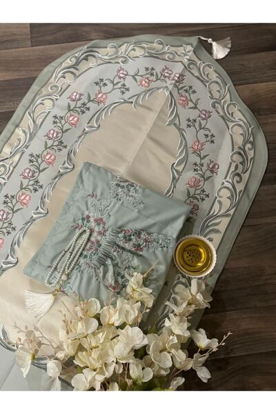 Miyar سجادة صلاه مع مصلى شرشف مطرز مع طرحه