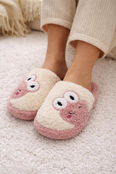 ARONA Kurbağa Figürlü Peluş Ev Terliği - Pembe