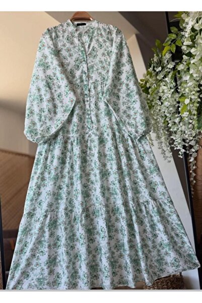 Zeynep Life Half Button Comfortable Fit Viscose Dress 1915